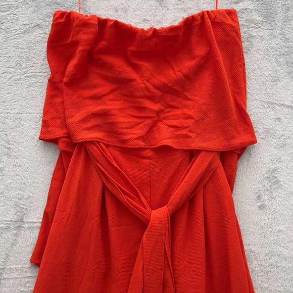 VICI Women Strapless Pocketed Wide Leg Jumpsuit Size Small Orange 2 - 0080 - Picture 8 of 10